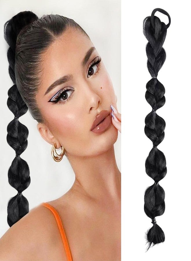 RUSTAMM Bubble Ponytail Wig Synthetic Braided Extensions with Hair Ties Hair Band Hairpieces for Women Girls DIY Daily Wear Accessories (black) - Image 5